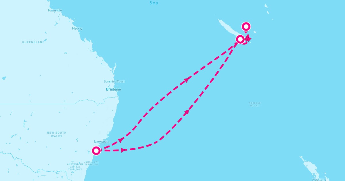 Splendor Map Carnival Splendor February 8, 2024 | 8-Night Sydney Cruise