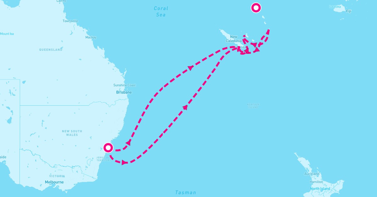 Splendor Map Carnival Splendor July 8, 2024 | 9-Night Sydney Cruise