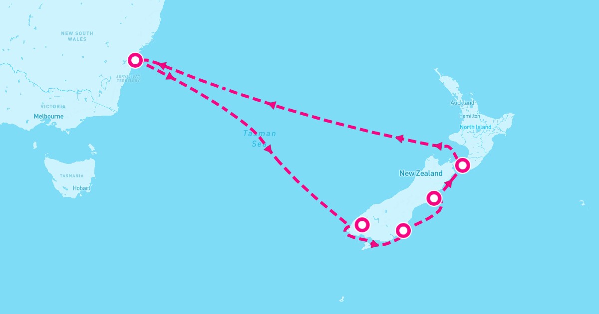 Splendor Map Carnival Splendor October 20, 2025 | 10-Night Cruise from $980