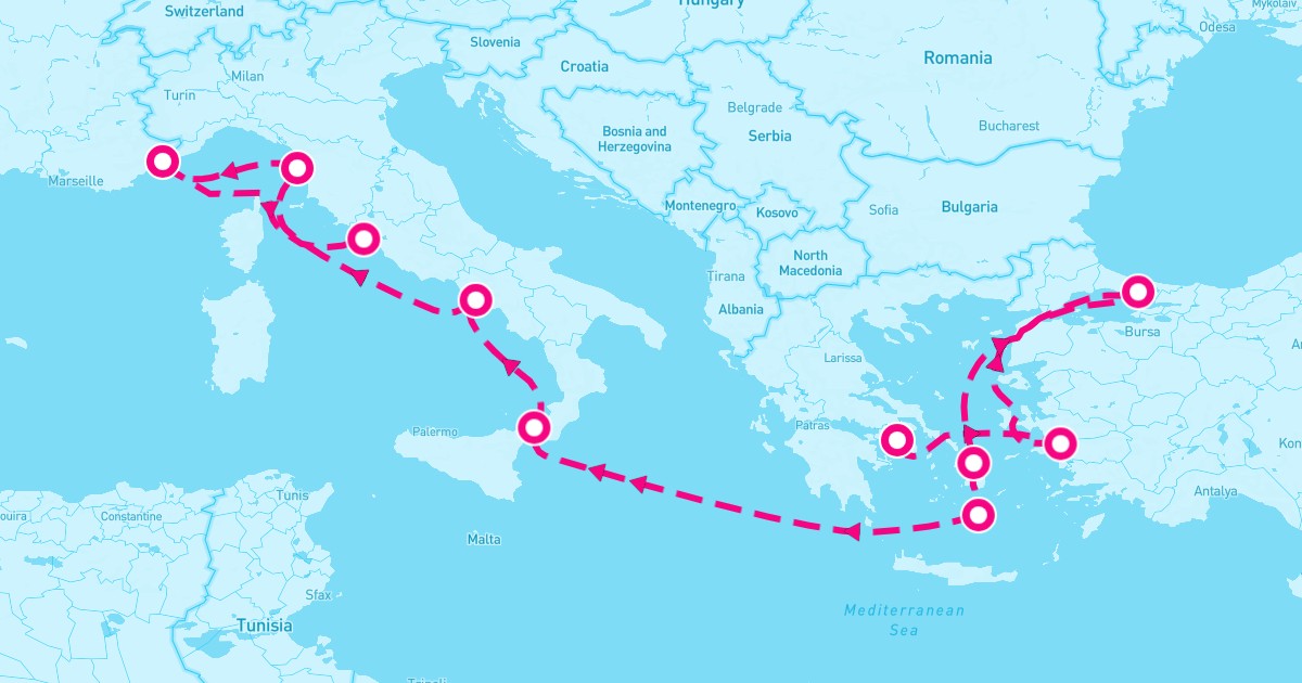 Viva Routes Norwegian Viva August 31, 2024 | 10-Night Piraeus Cruise