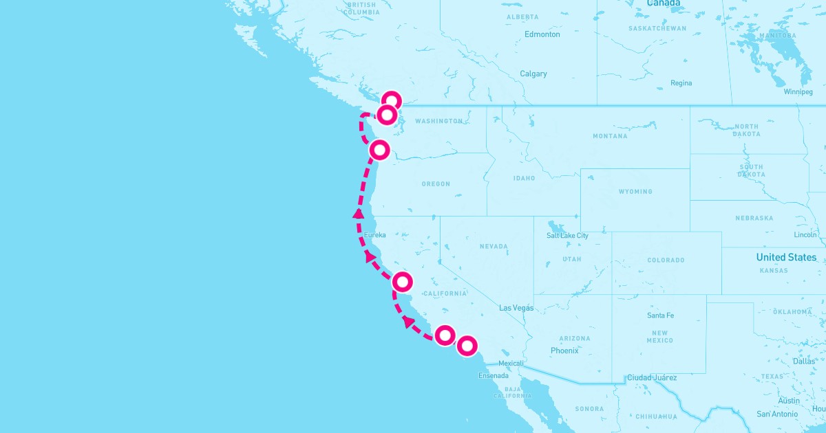 Ruby Princess Route Ruby Princess April 7, 2024 | 7-Night San Pedro Cruise
