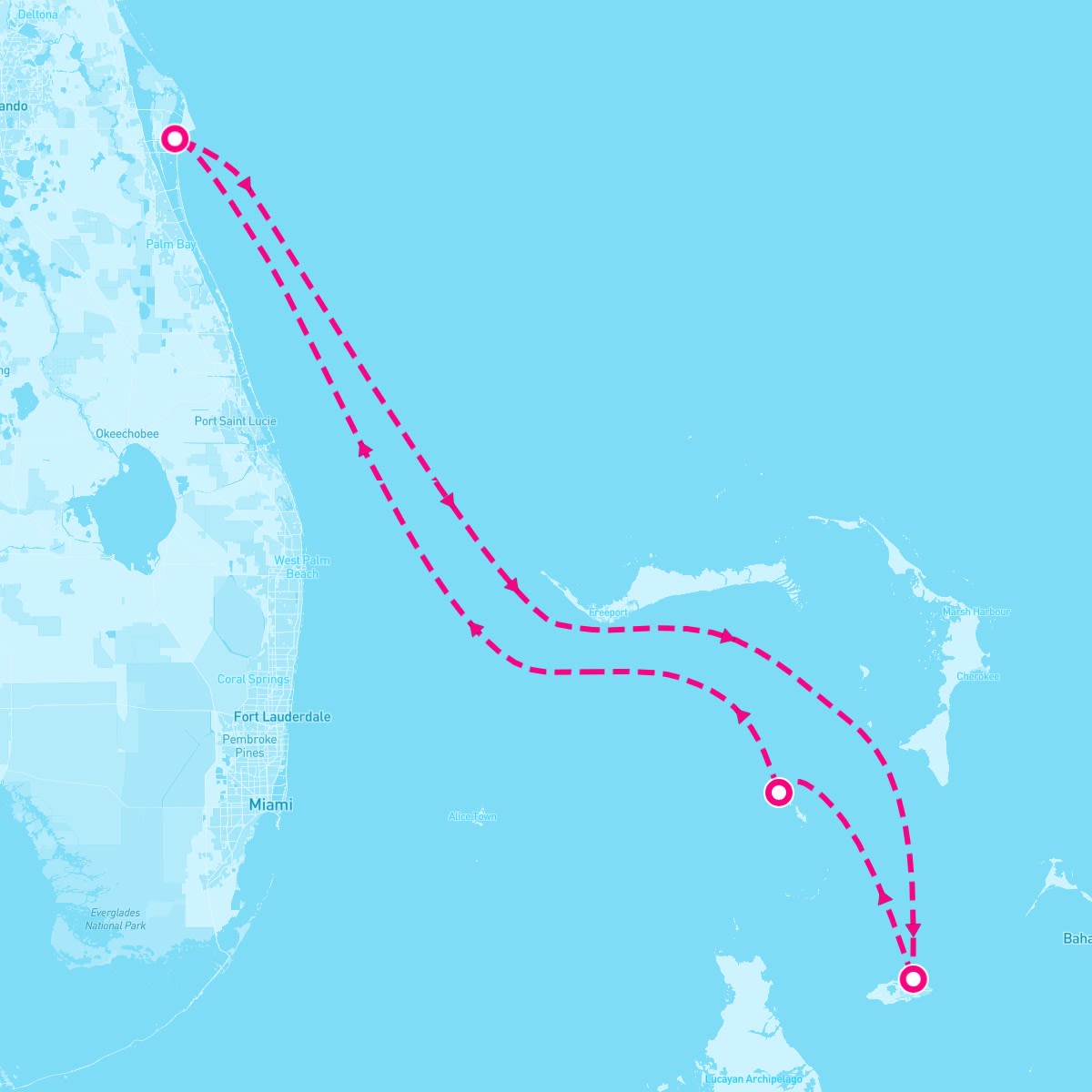 Allure of the Seas itinerary map for February 26, 2024 (4 nights)