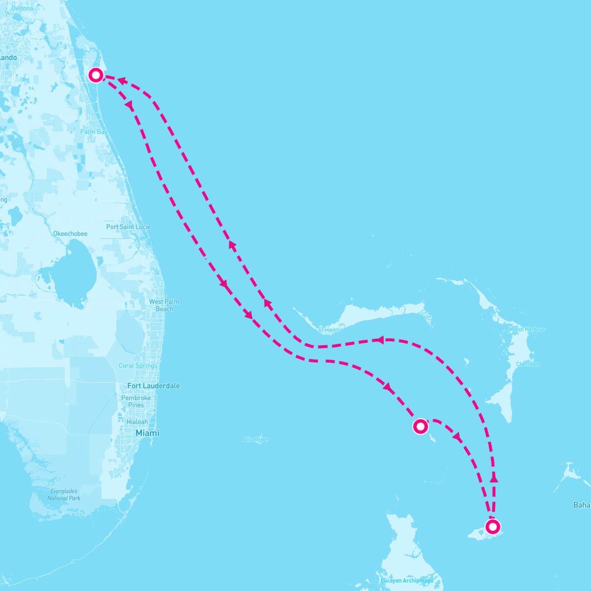 Allure of the Seas itinerary map for March 29, 2024 (3 nights)