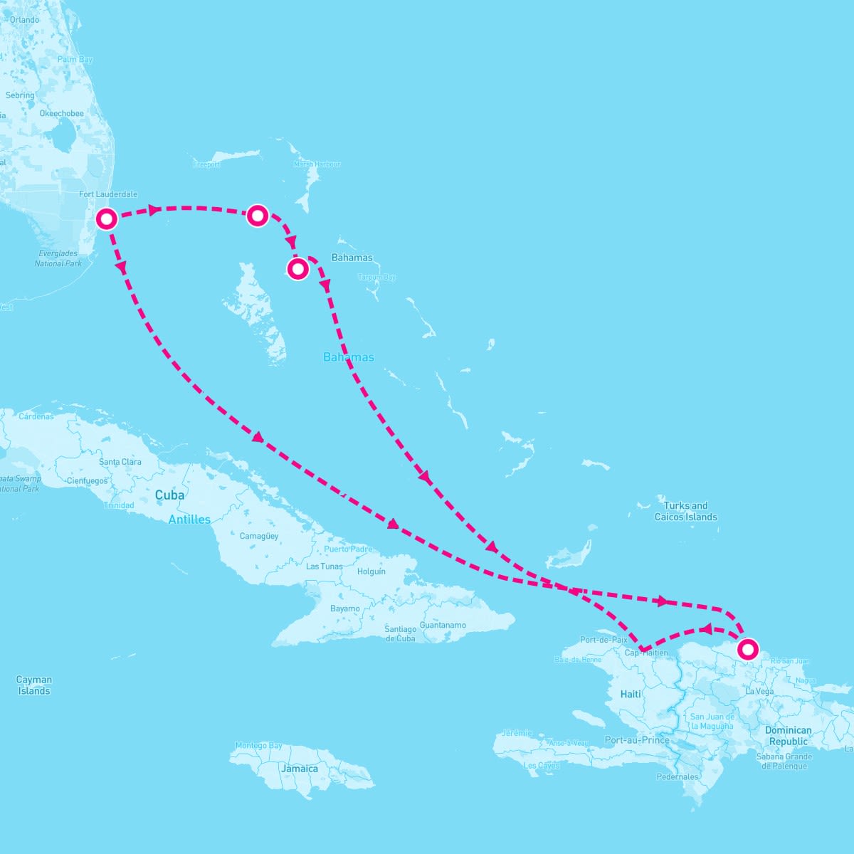 Allure of the Seas itinerary map for July 9, 2024 (7 nights)