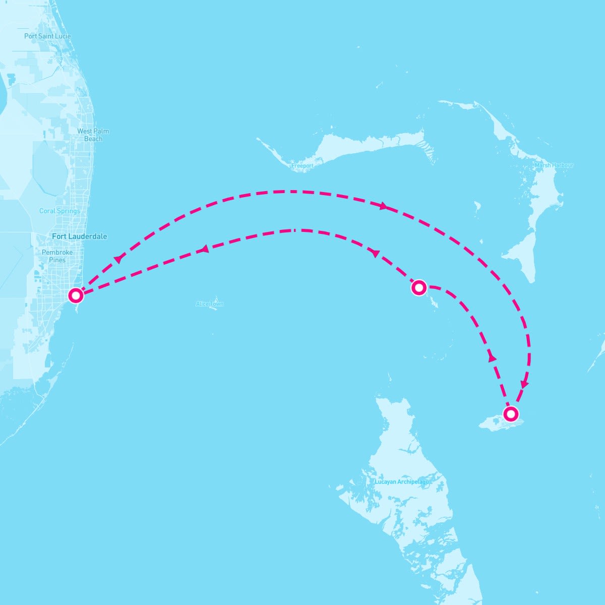 Allure of the Seas itinerary map for July 16, 2024 (3 nights)