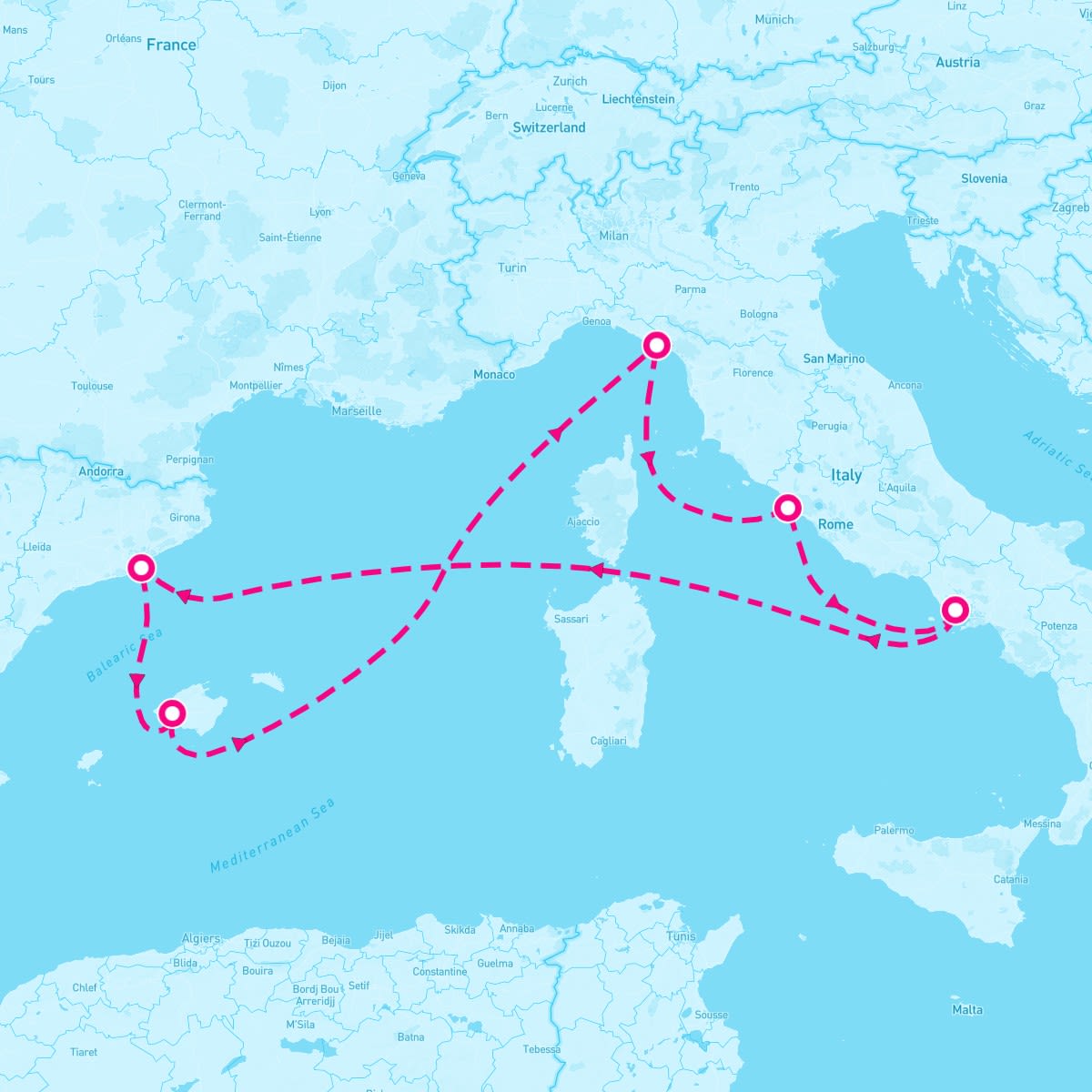 Allure of the Seas itinerary map for October 2, 2025 (7 nights)