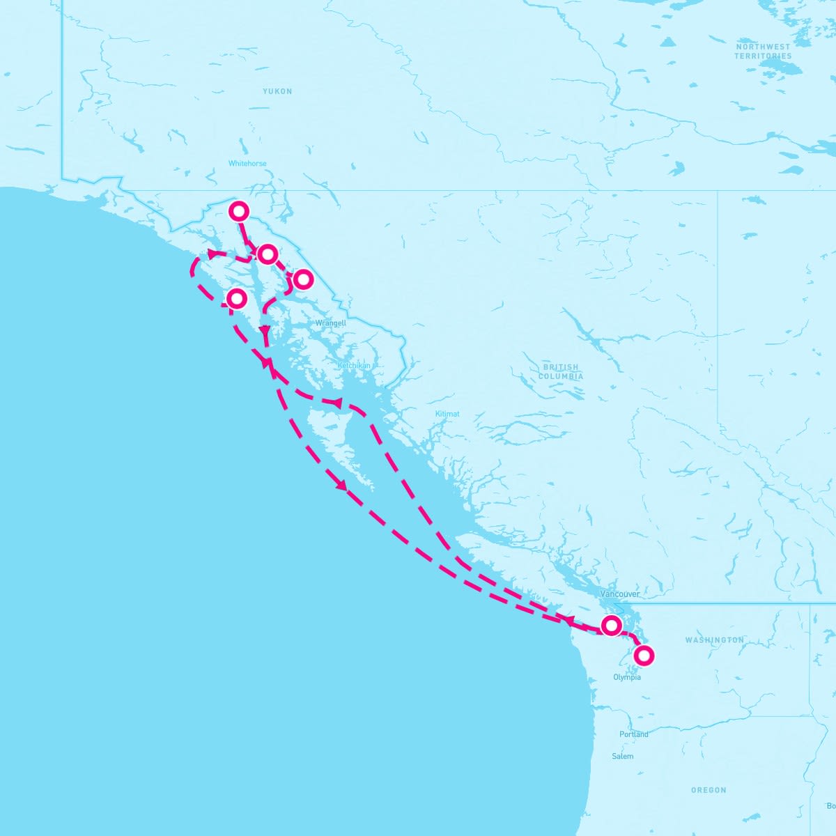 Anthem of the Seas itinerary map for August 22, 2025 (7 nights)