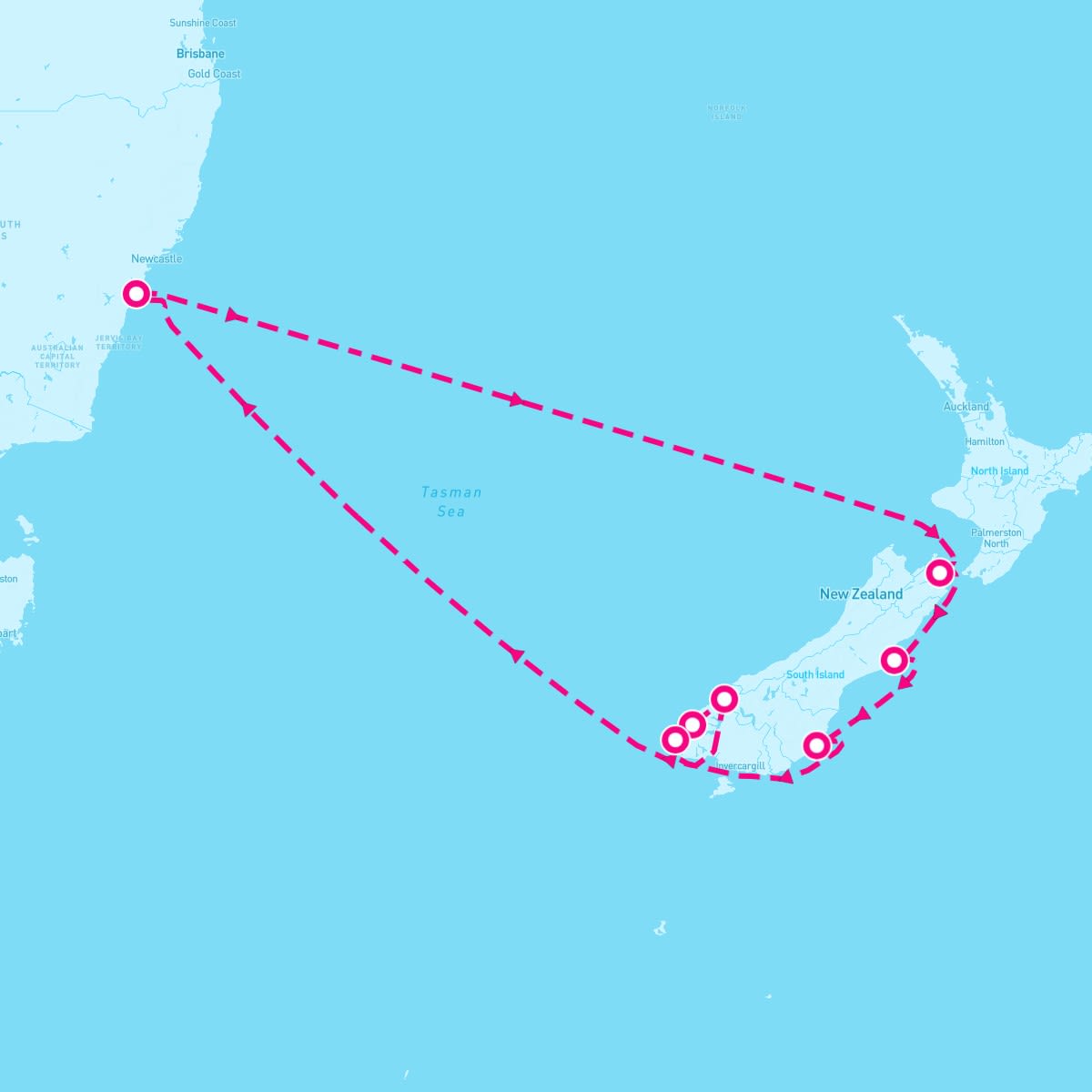 Anthem of the Seas itinerary map for December 19, 2025 (9 nights)