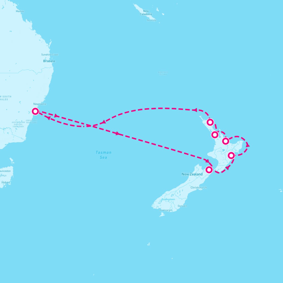 Anthem of the Seas itinerary map for December 28, 2025 (11 nights)