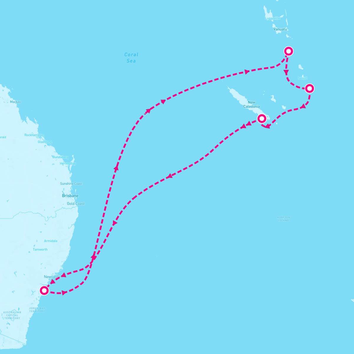 Anthem of the Seas itinerary map for February 27, 2026 (9 nights)