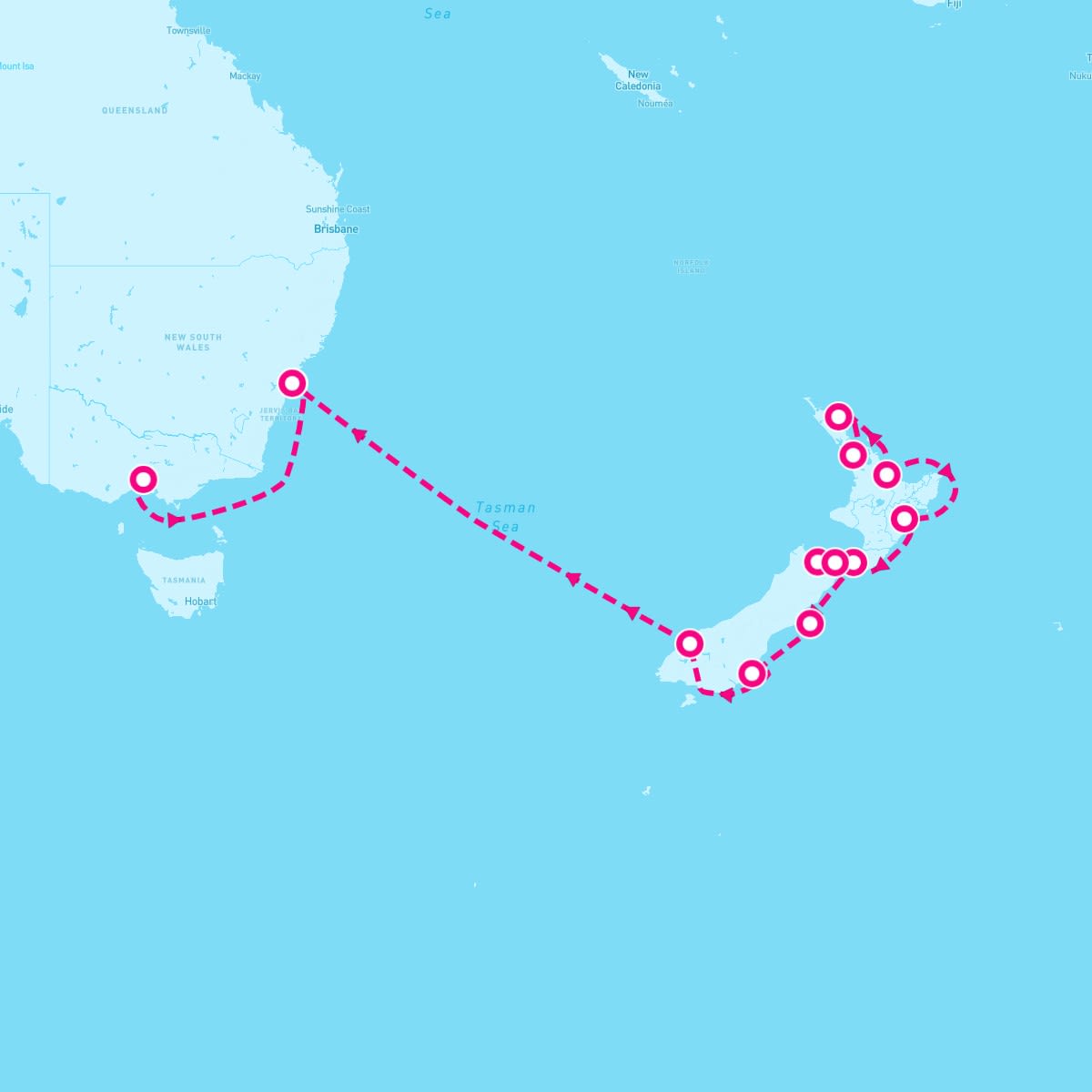 Azamara Journey itinerary map for January 4, 2024 (17 nights)