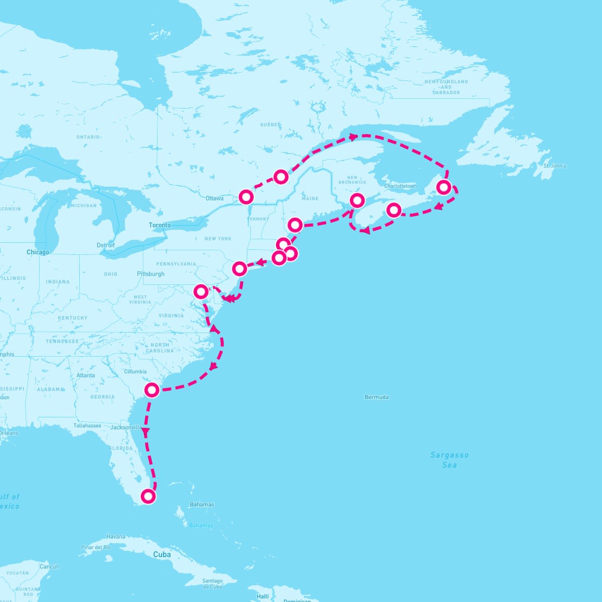 Azamara Journey itinerary map for October 24, 2024 (15 nights)