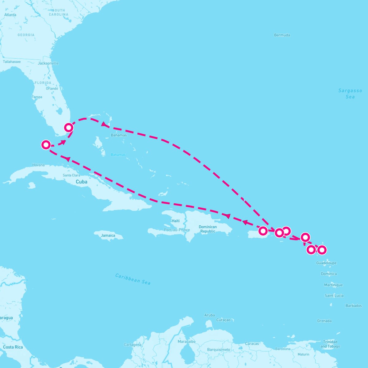 Azamara Journey itinerary map for November 8, 2024 (12 nights)