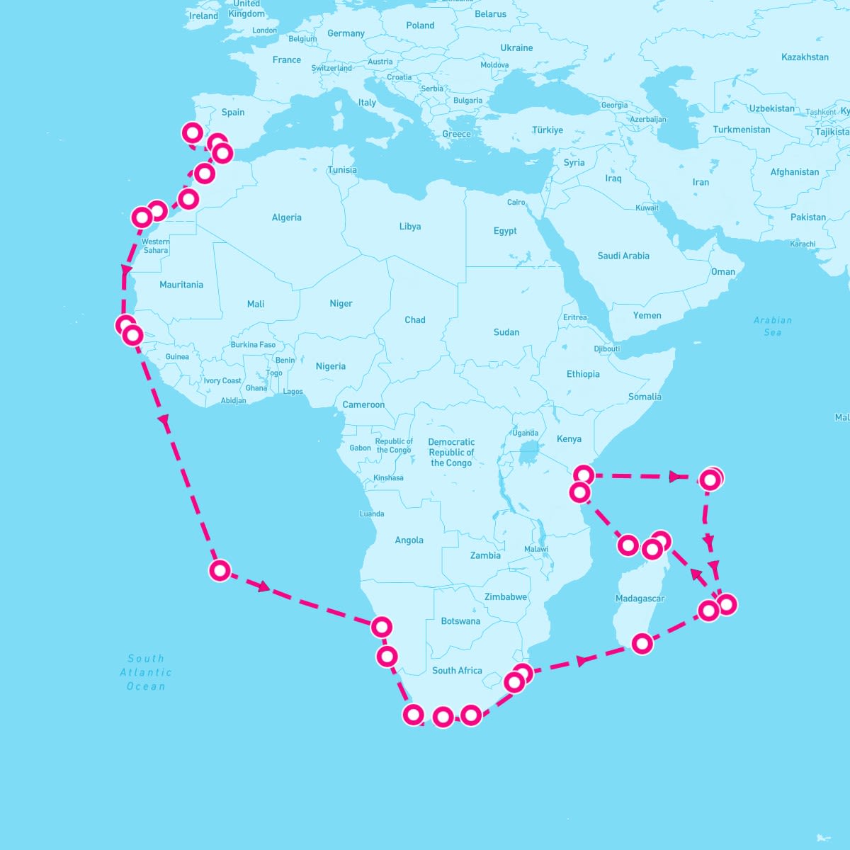 Azamara Journey itinerary map for January 4, 2026