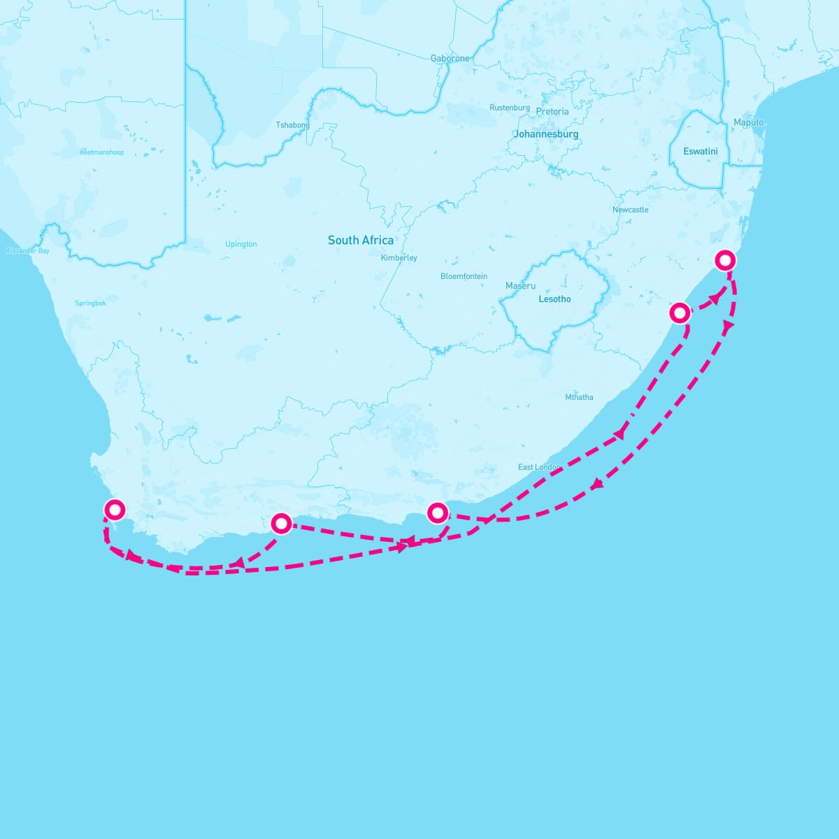Azamara Pursuit itinerary map for January 15, 2024 (12 nights)