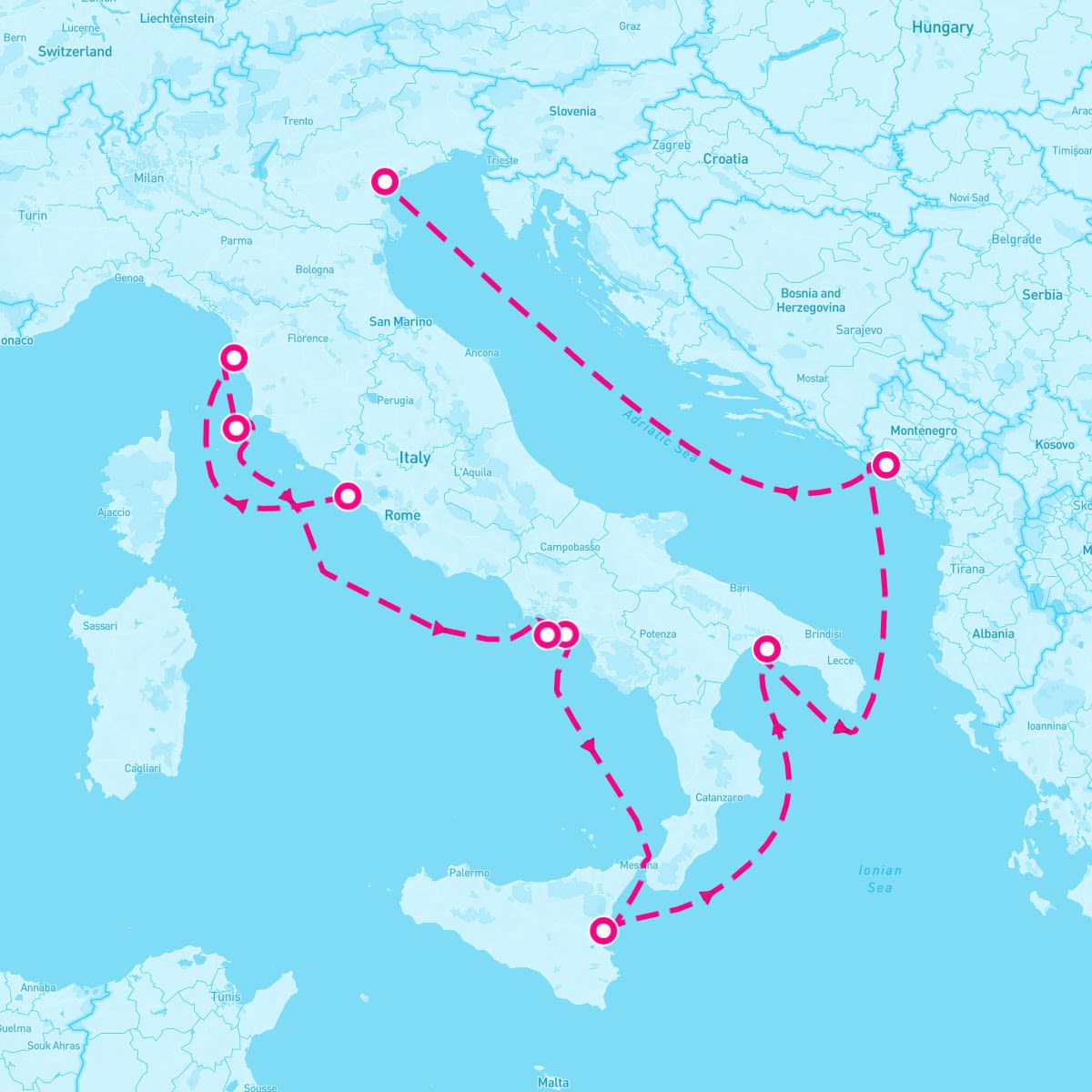 Azamara Pursuit itinerary map for April 10, 2024 (10 nights)