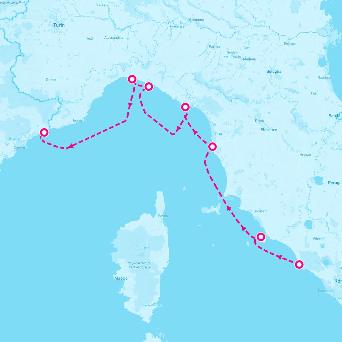 Azamara Pursuit itinerary map for June 29, 2024 (7 nights)