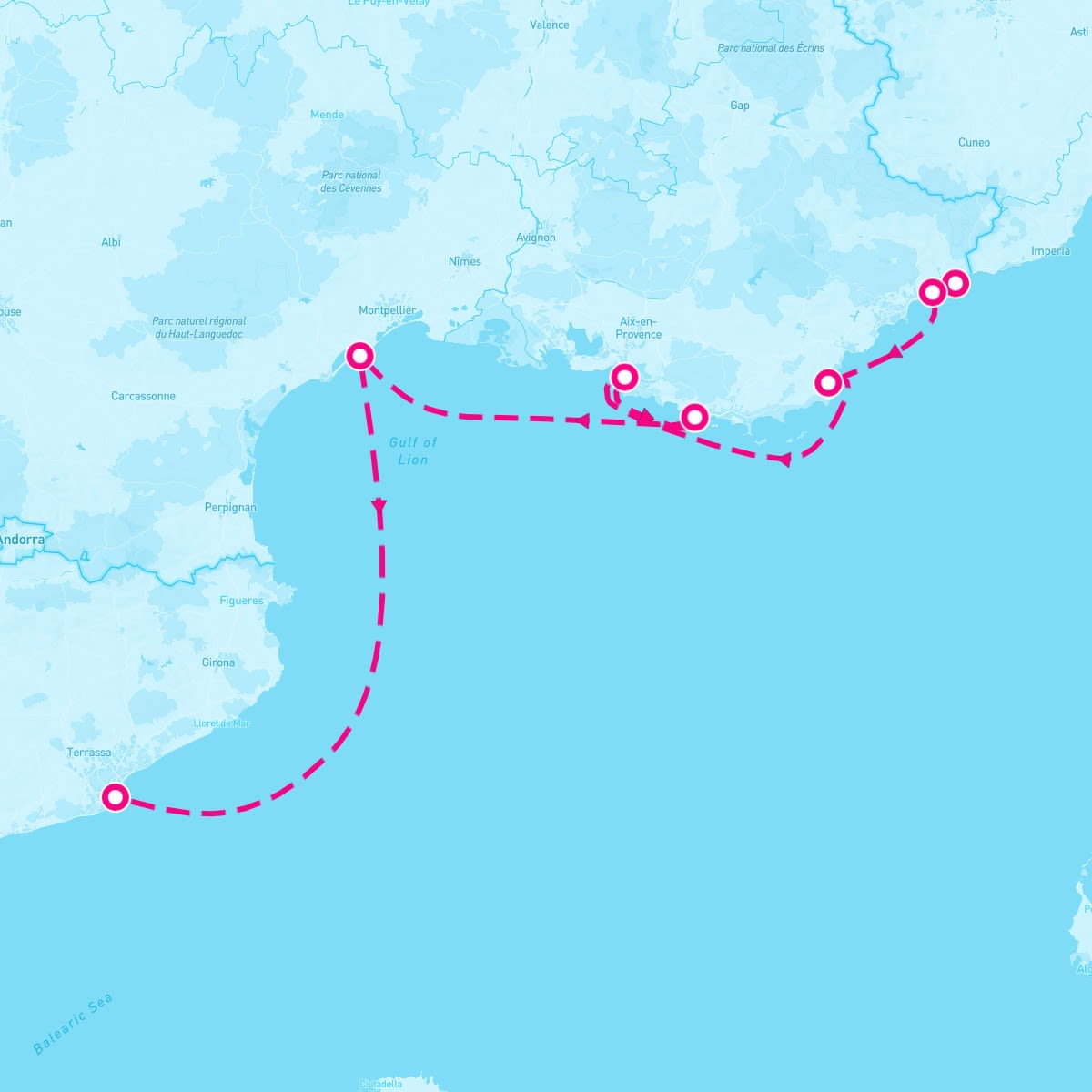 Azamara Pursuit itinerary map for July 6, 2024 (7 nights)