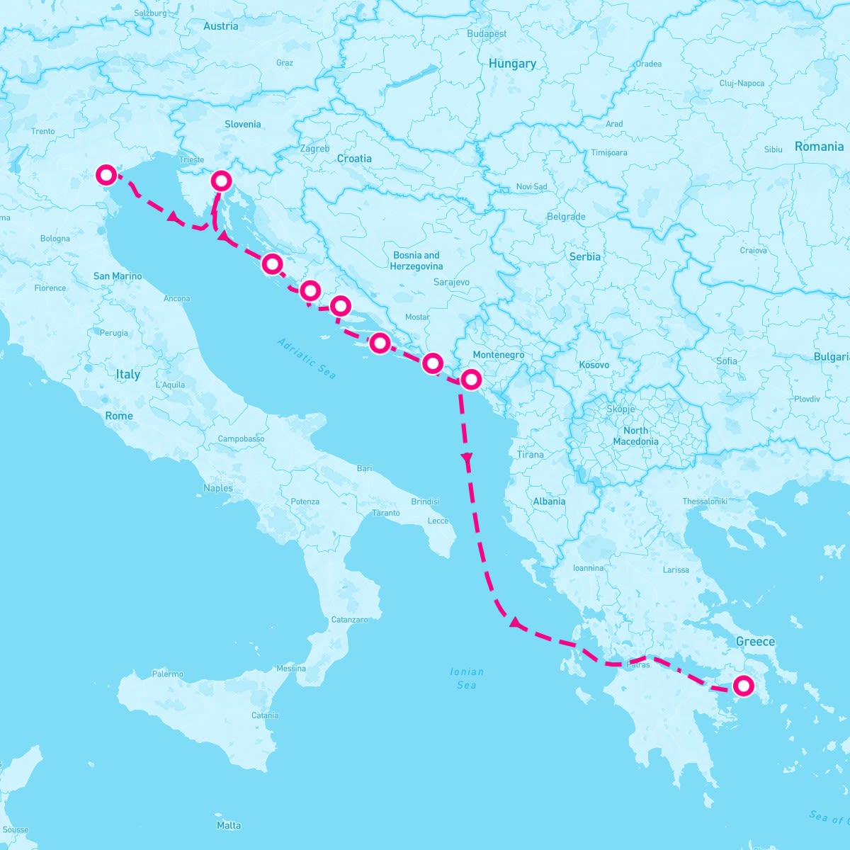 Azamara Pursuit itinerary map for July 25, 2024 (9 nights)