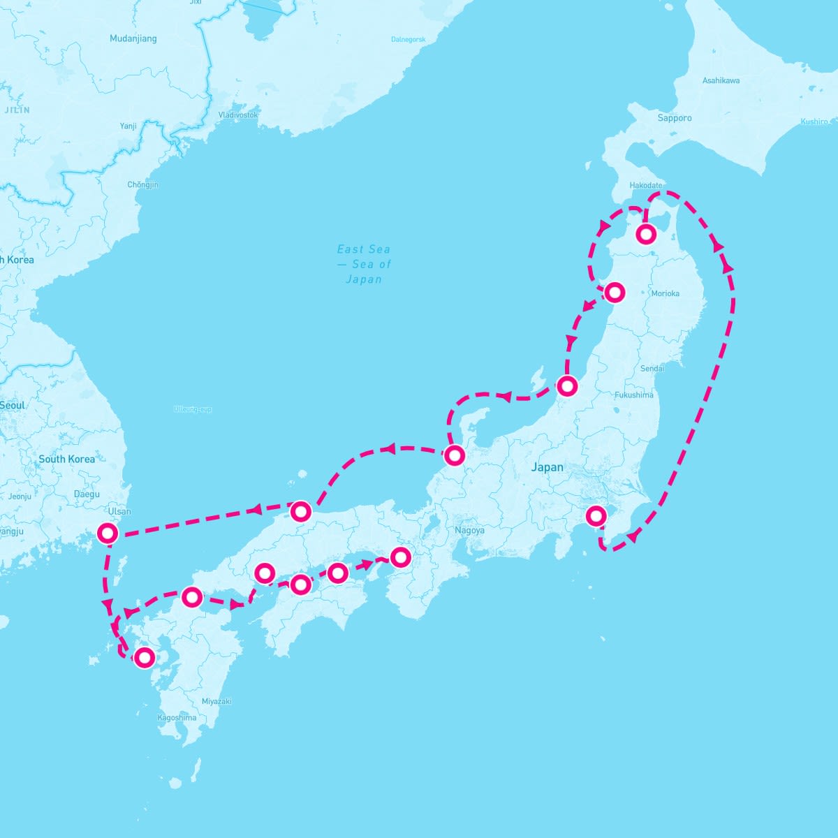 Azamara Pursuit itinerary map for April 6, 2025 (14 nights)