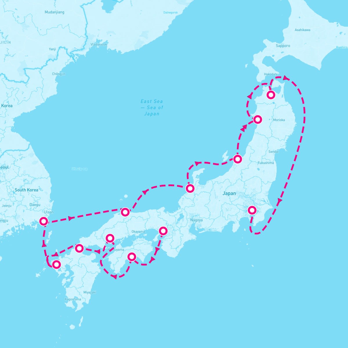 Azamara Pursuit itinerary map for April 20, 2025 (13 nights)