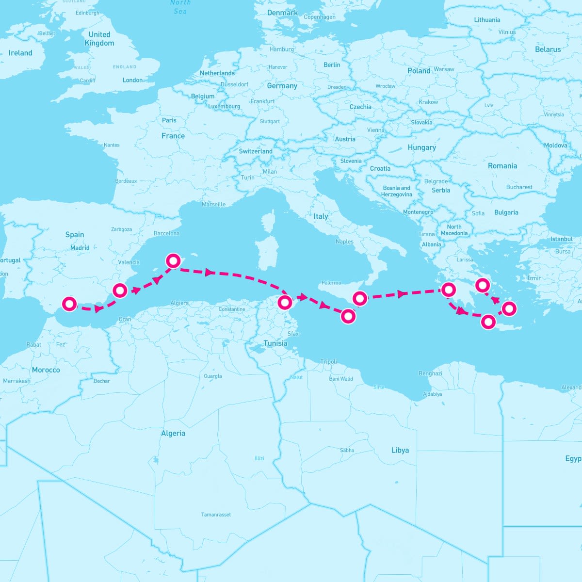 Azamara Pursuit itinerary map for July 2, 2025 (10 nights)