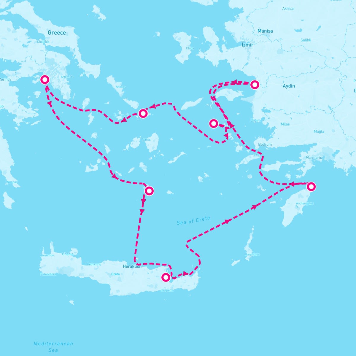 Azamara Pursuit itinerary map for September 25, 2025