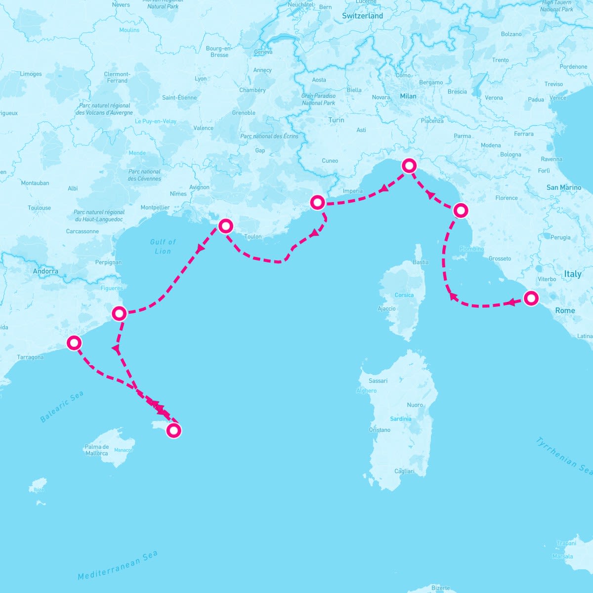 Azamara Pursuit itinerary map for October 9, 2025 (8 nights)