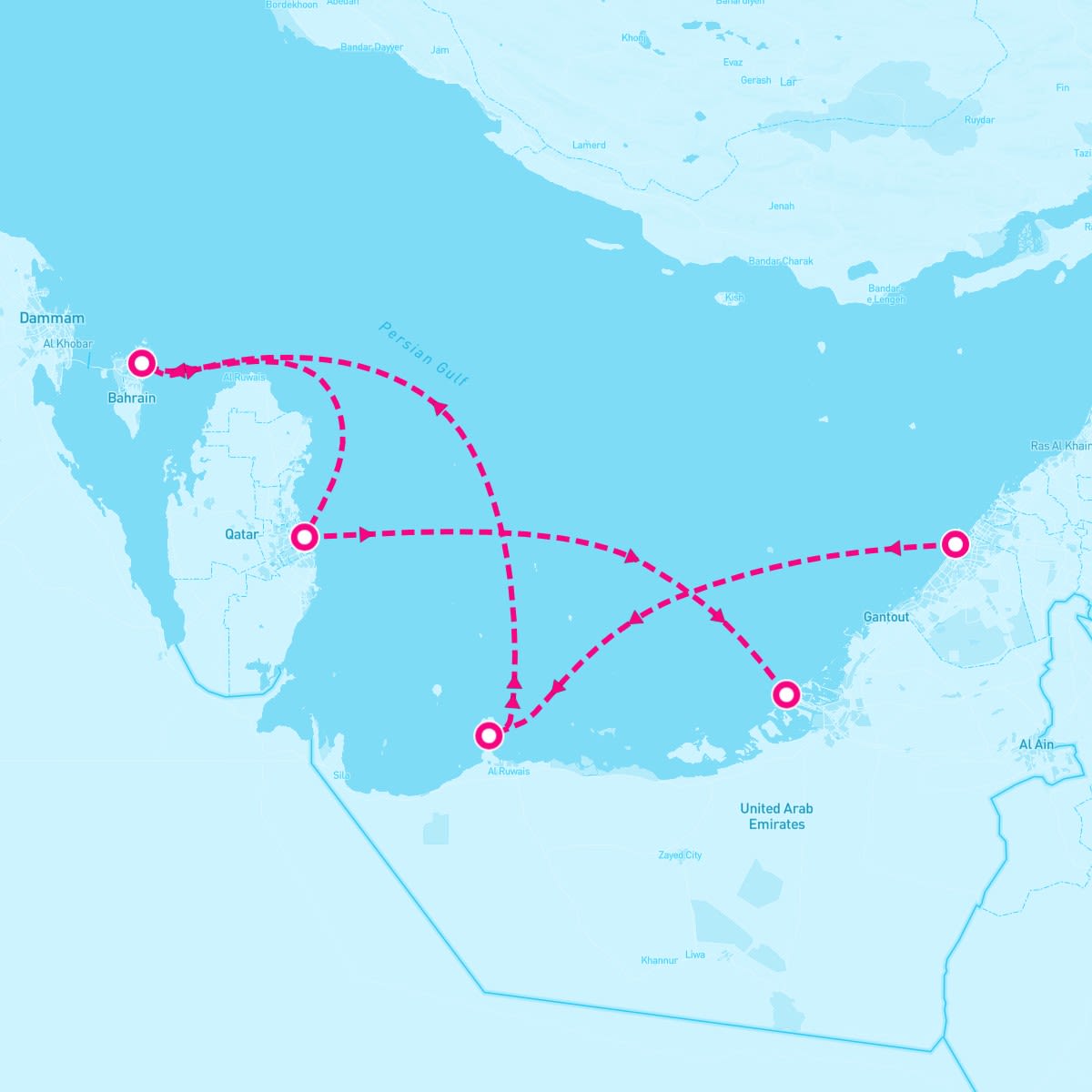 Azamara Pursuit itinerary map for November 7, 2025 (7 nights)