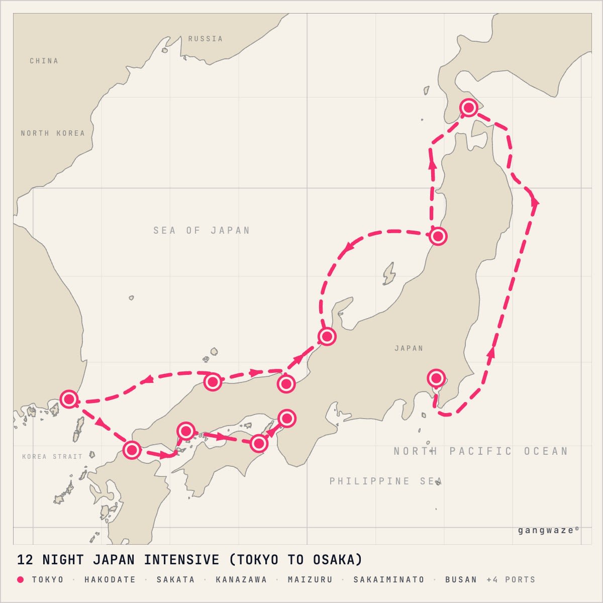 Azamara Pursuit itinerary map for September 3, 2028 (12 nights)