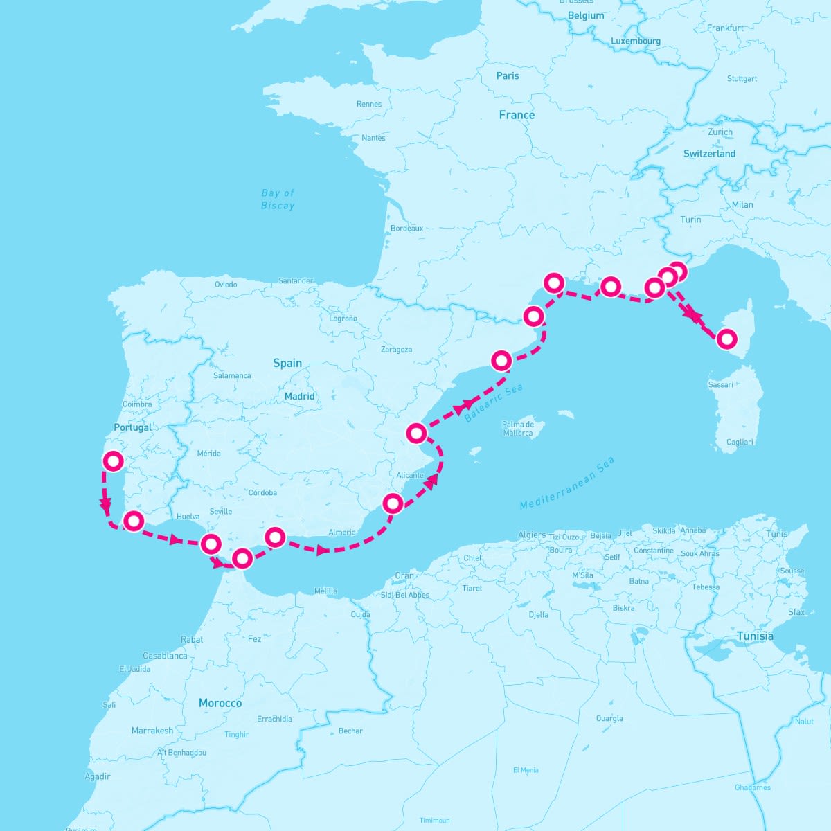 Azamara Quest itinerary map for September 11, 2024 (17 nights)
