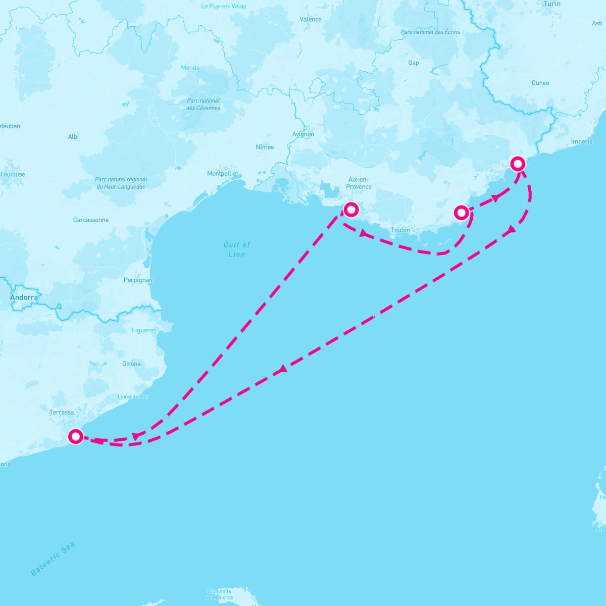 Azamara Quest itinerary map for May 22, 2025 (5 nights)