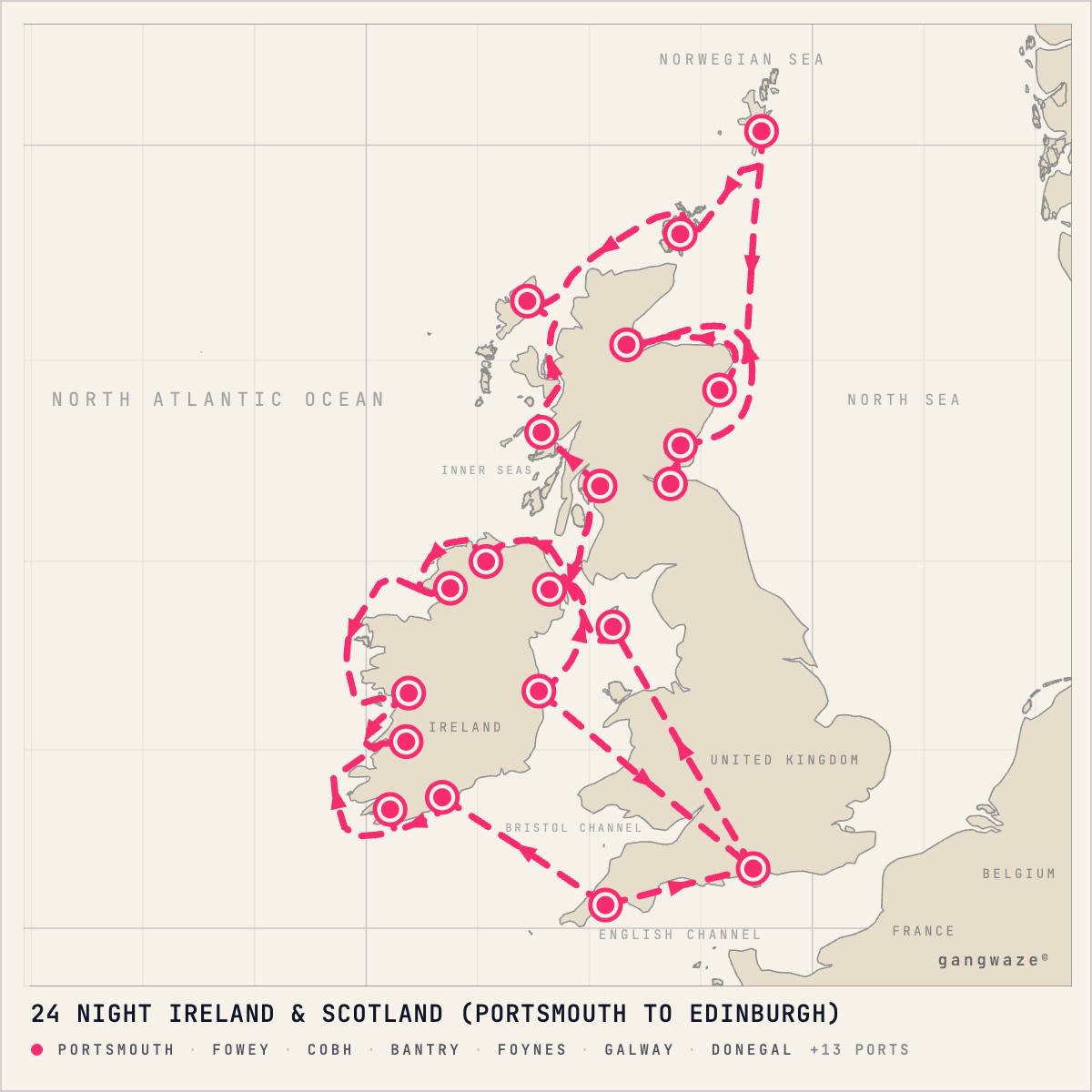 Azamara Quest itinerary map for May 20, 2028 (24 nights)