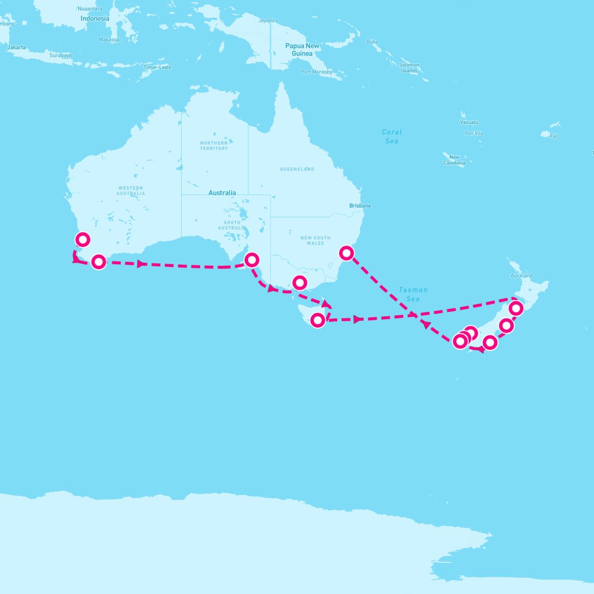 Brilliance of the Seas itinerary map for March 1, 2024 (18 nights)