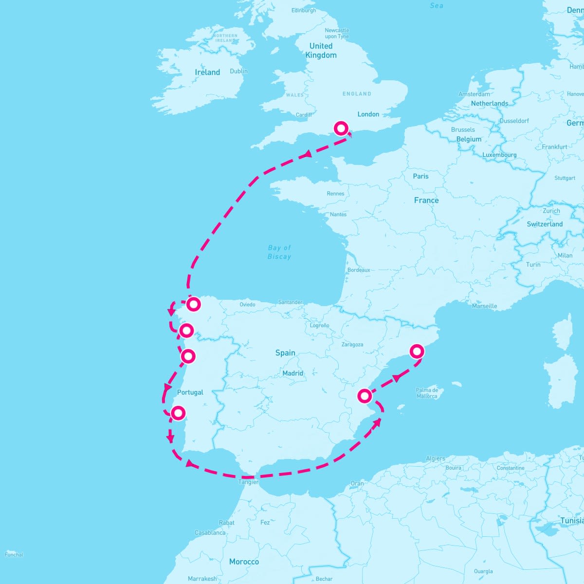 Brilliance of the Seas itinerary map for May 13, 2025 (8 nights)