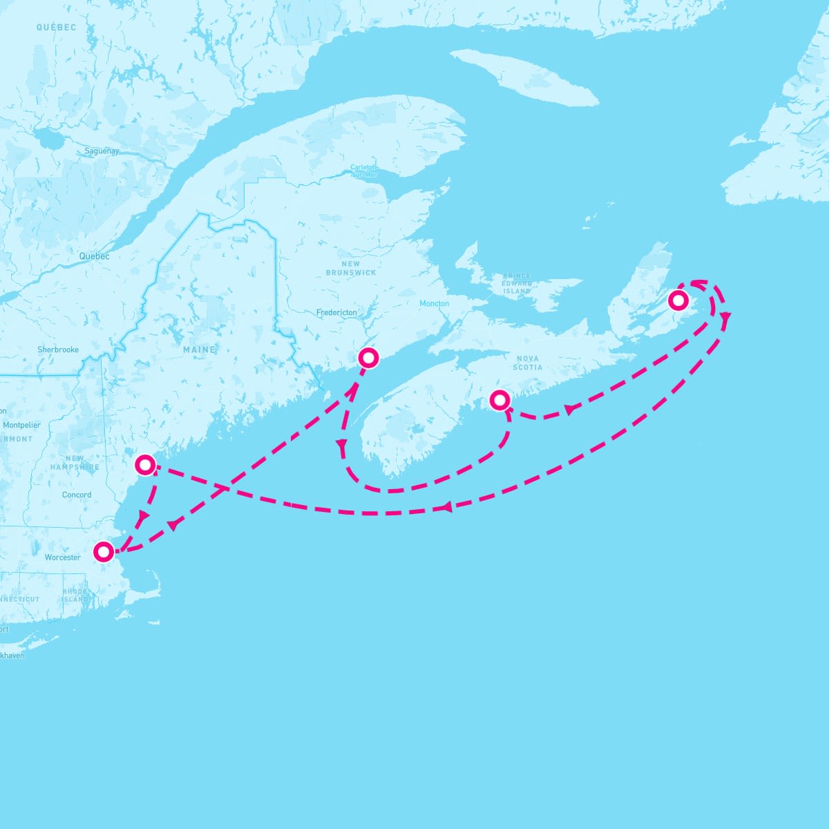 Brilliance of the Seas itinerary map for October 12, 2025 (7 nights)