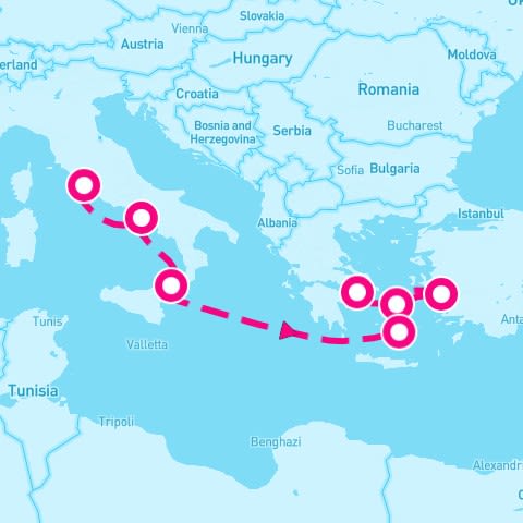 7 Night Greek Isles & Italy (Rome To Athens)