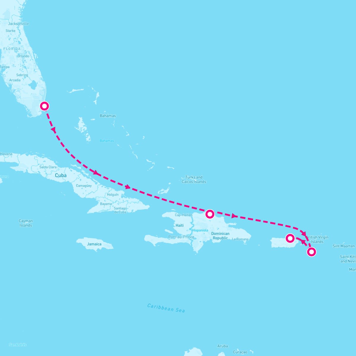 Brilliant Lady itinerary map for December 24, 2023 (5 nights)