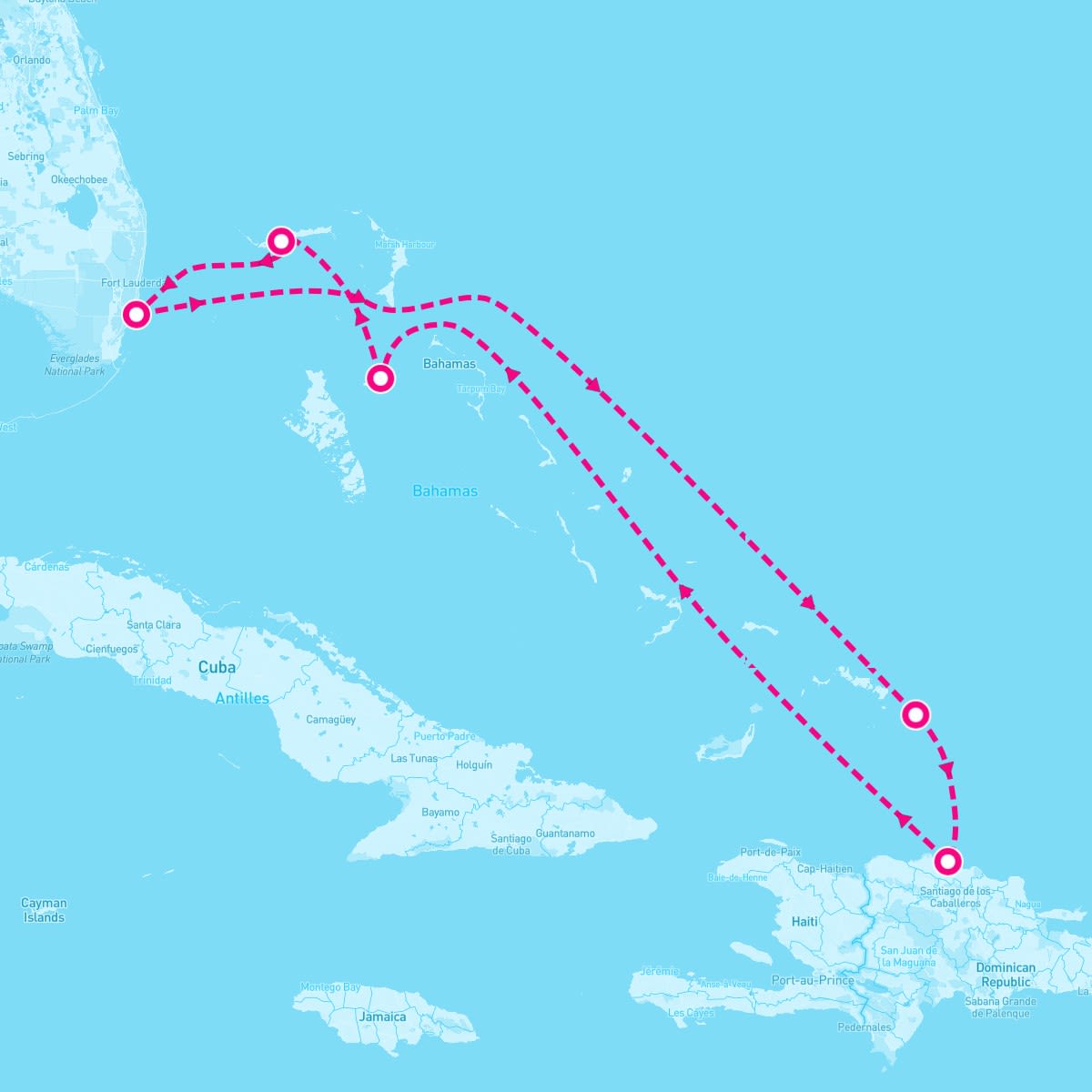 Carnival Celebration itinerary map for December 14, 2025 (7 nights)