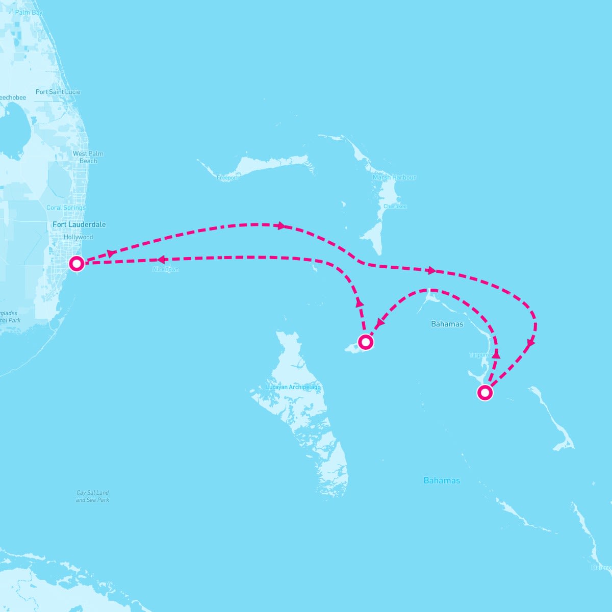 Carnival Conquest itinerary map for February 10, 2025