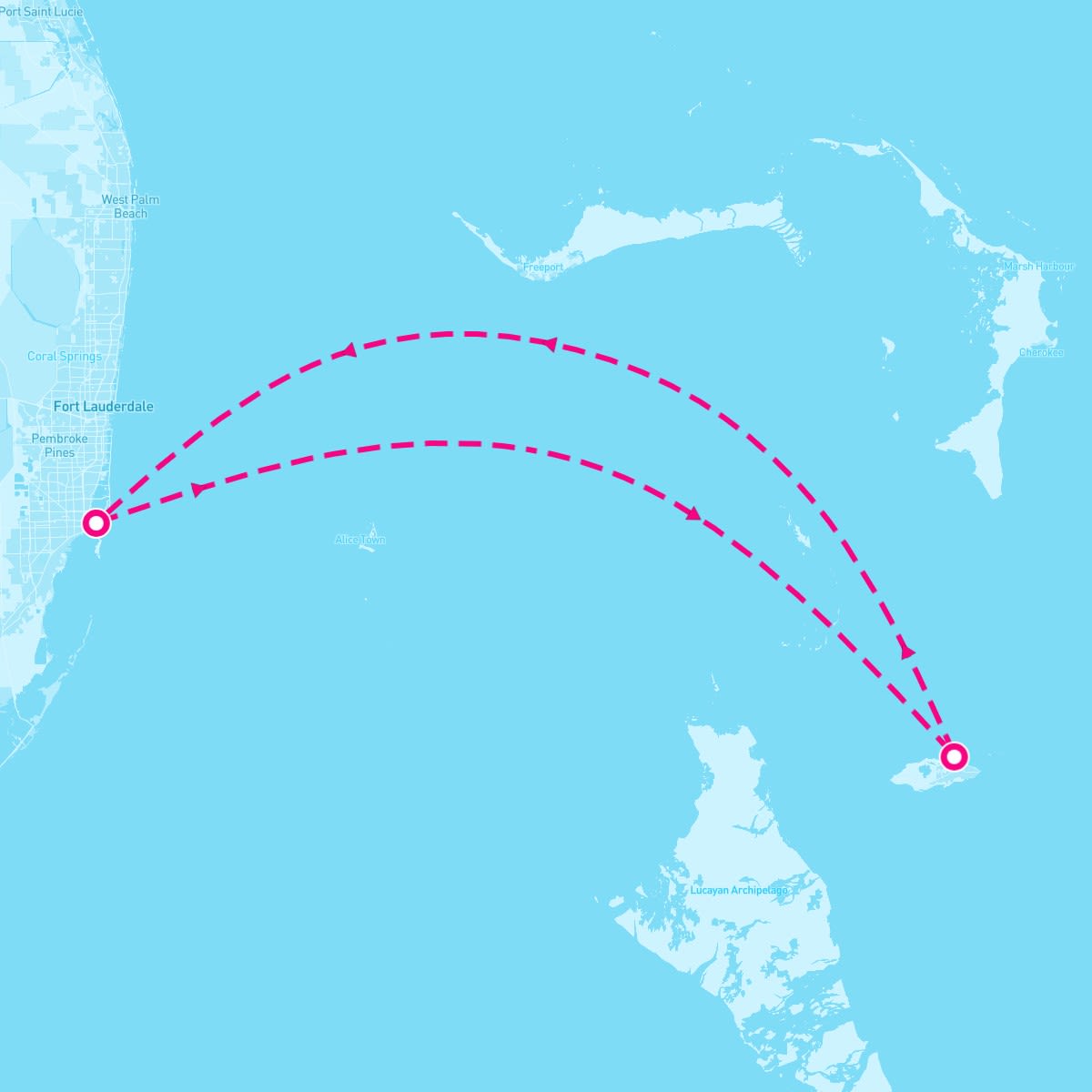 Carnival Conquest itinerary map for May 2, 2025