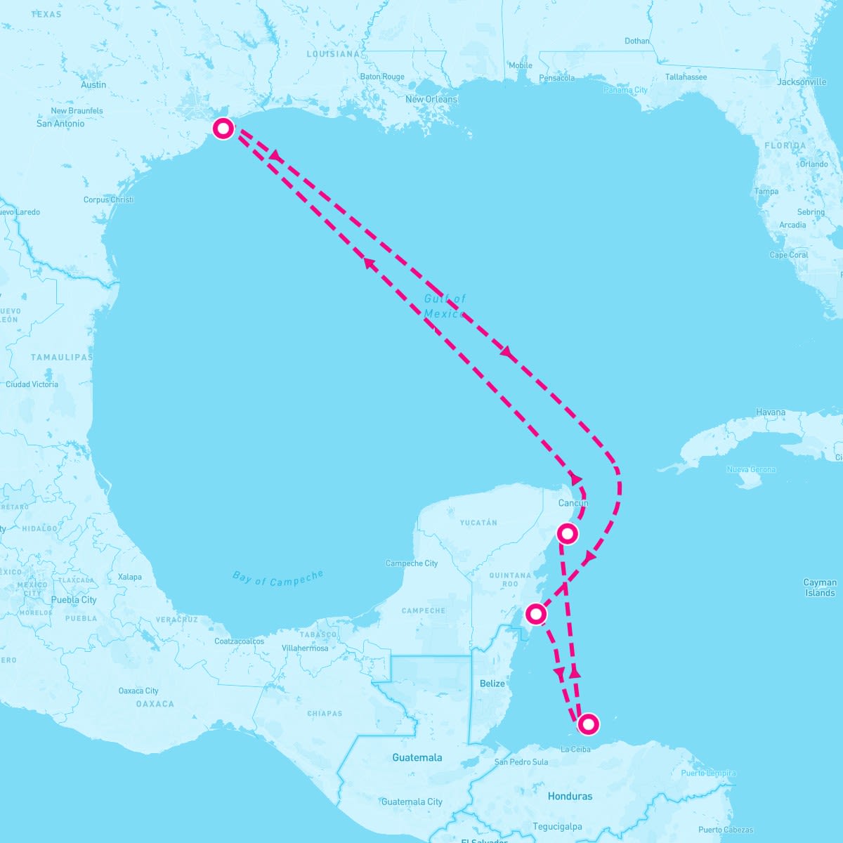 Carnival Dream itinerary map for April 14, 2024 (6 nights)