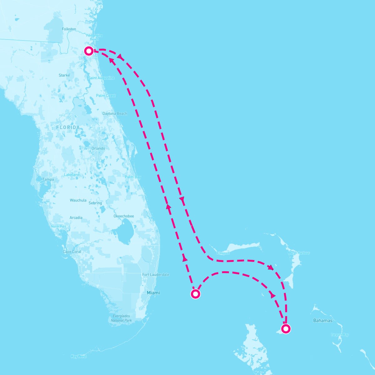 Carnival Elation itinerary map for April 6, 2024 (5 nights)