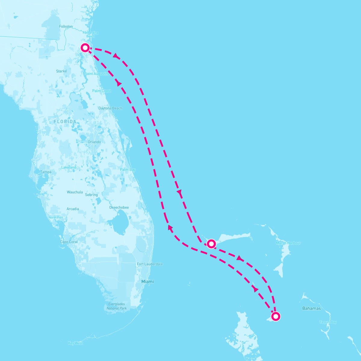 Carnival Elation itinerary map for January 2, 2025 (4 nights)