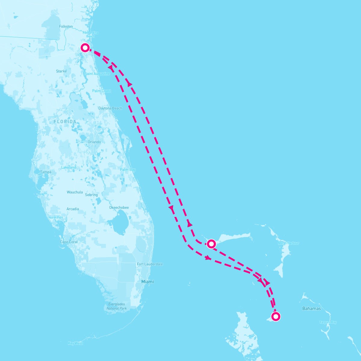 Carnival Elation itinerary map for February 27, 2025 (4 nights)