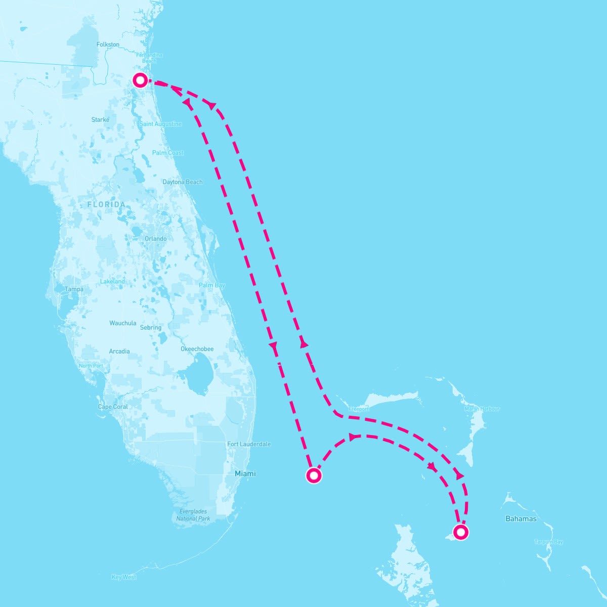Carnival Elation itinerary map for March 3, 2025 (5 nights)