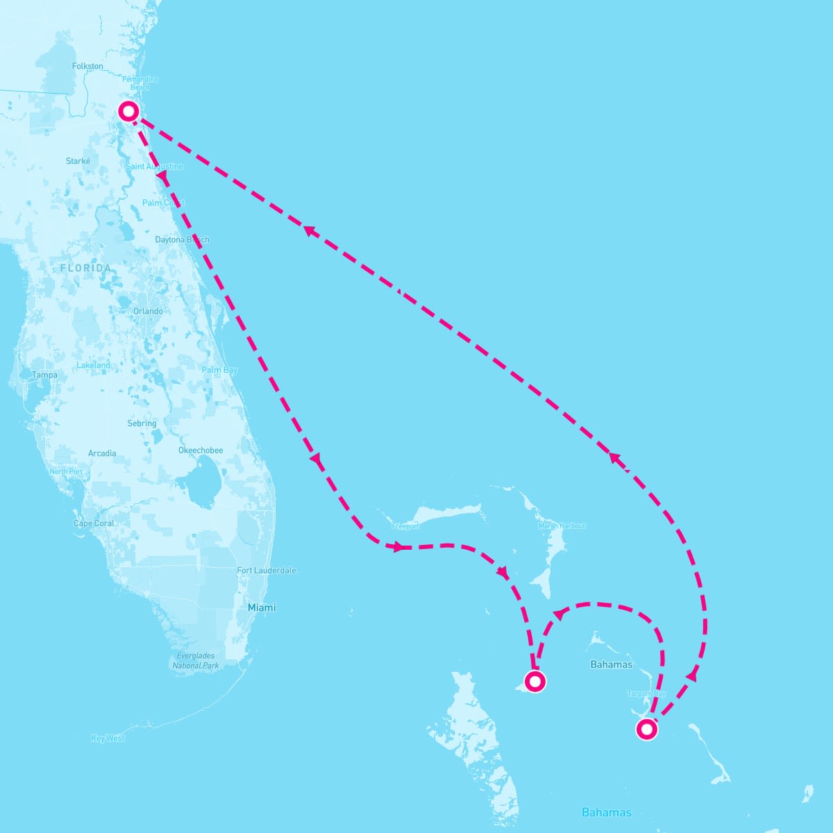 Carnival Elation itinerary map for April 14, 2025 (5 nights)