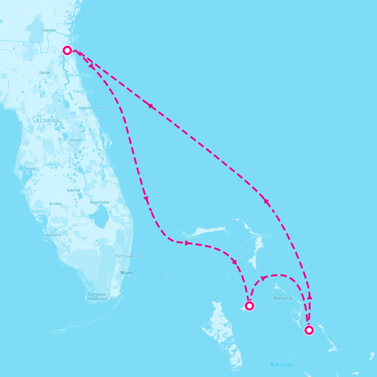 Carnival Elation itinerary map for May 31, 2025 (5 nights)