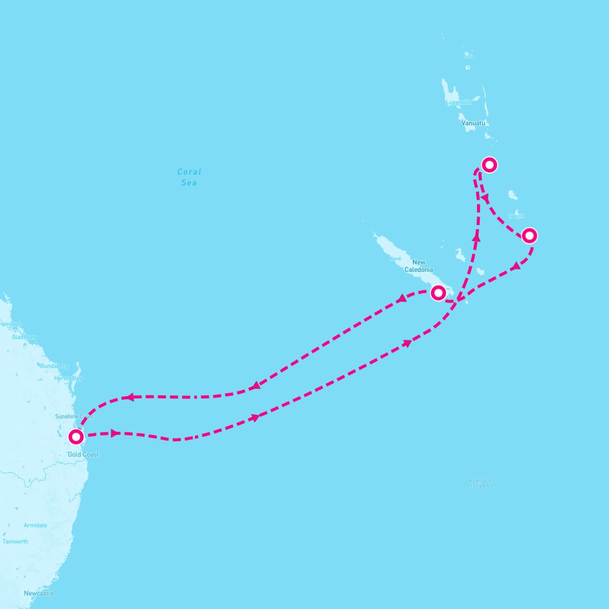 Carnival Encounter itinerary map for September 17, 2027