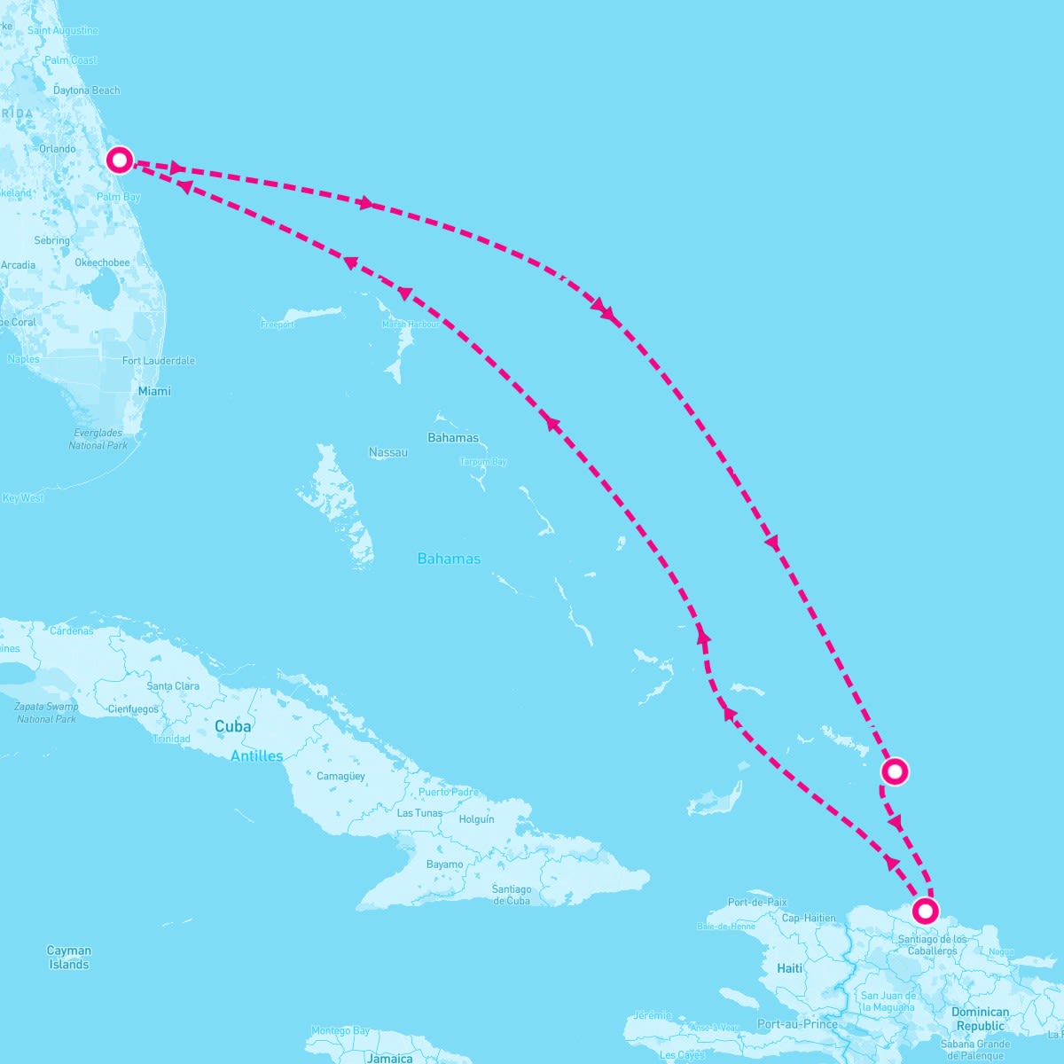 Carnival Freedom itinerary map for March 11, 2024 (5 nights)
